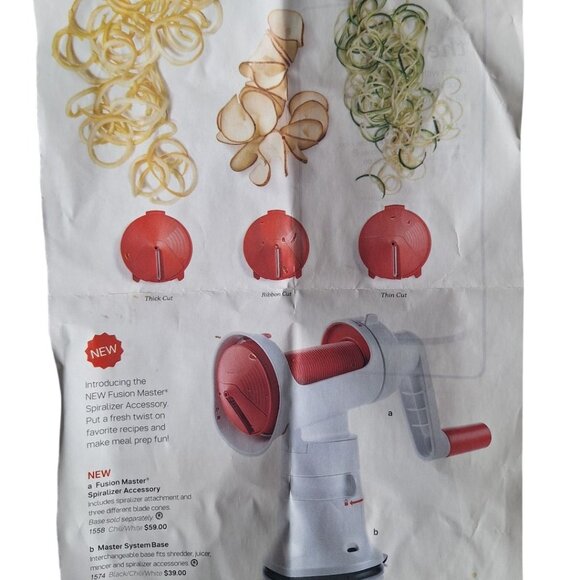 Tupperware Fusion Master Spiralizer Base Accessories Instructions Red Zoodles - Picture 3 of 4